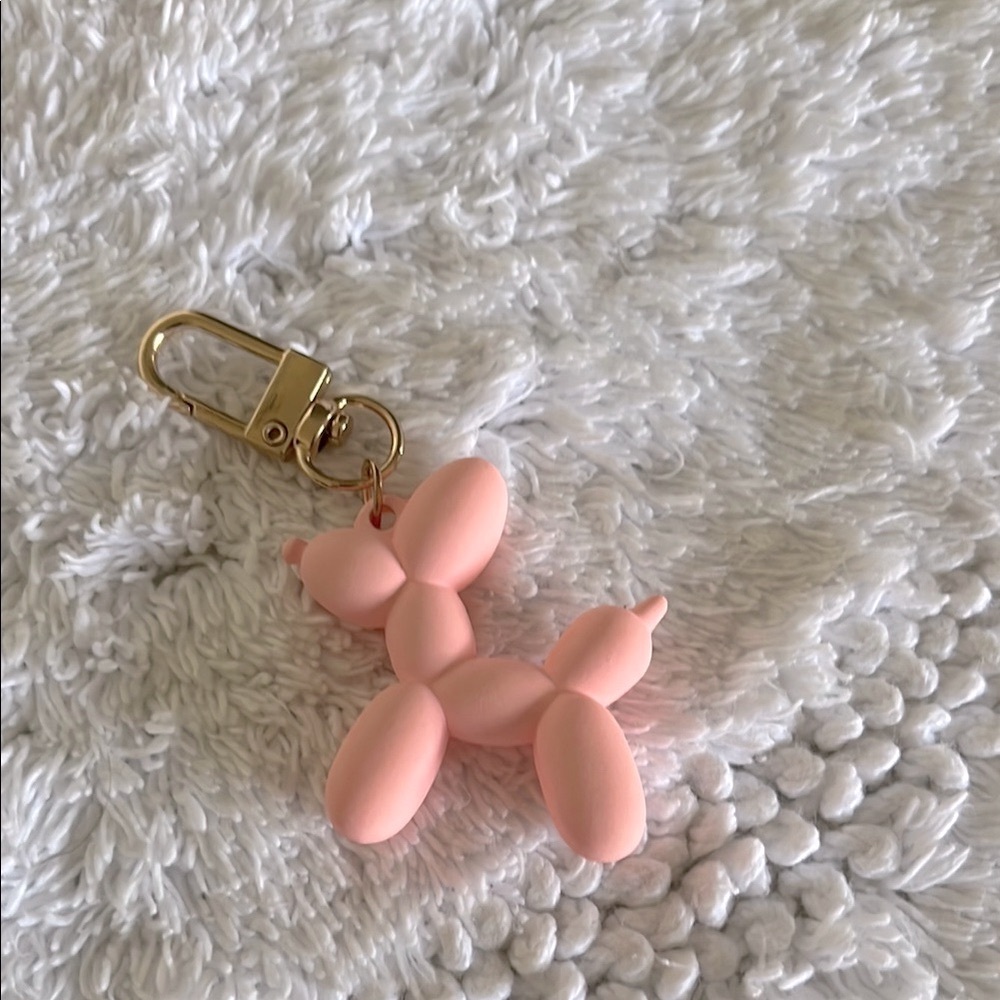 Pink Balloon Dog Keychain